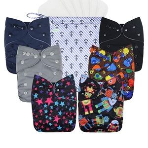 NEW 6 pairs of cloth reusable diapers with inserts